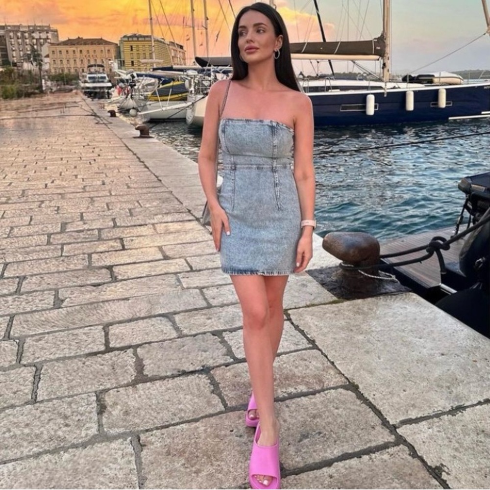 ZARA BLOGGERS’ FAVORITE STRAPLESS DRESS Z1975 DENIM MINI DRESS
